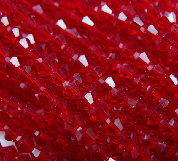 ББ034НН3 Хрустальные бусины "биконус", цвет: бордовый прозрачный, размер 3 мм, кол-во: 95-100 шт.