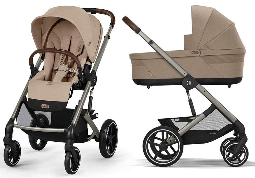Коляска Cybex Balios S Lux TPE 2025 Cloud G i-Size Magic Black 3 в 1 Almond Beige с дождевиками