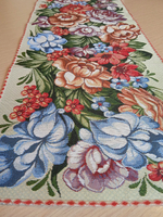 Гобеленовая столешница Цветы на светлом 30х90