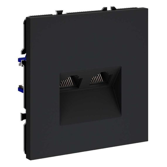 Розетка компьютерная встраиваемая Voltum S70 двойная RJ45+RJ45 кат.6, (графит) VLS060207