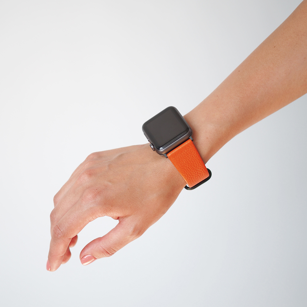 Ремешок кожаный для Apple Watch 42/44mm Classic оранжевого цвета