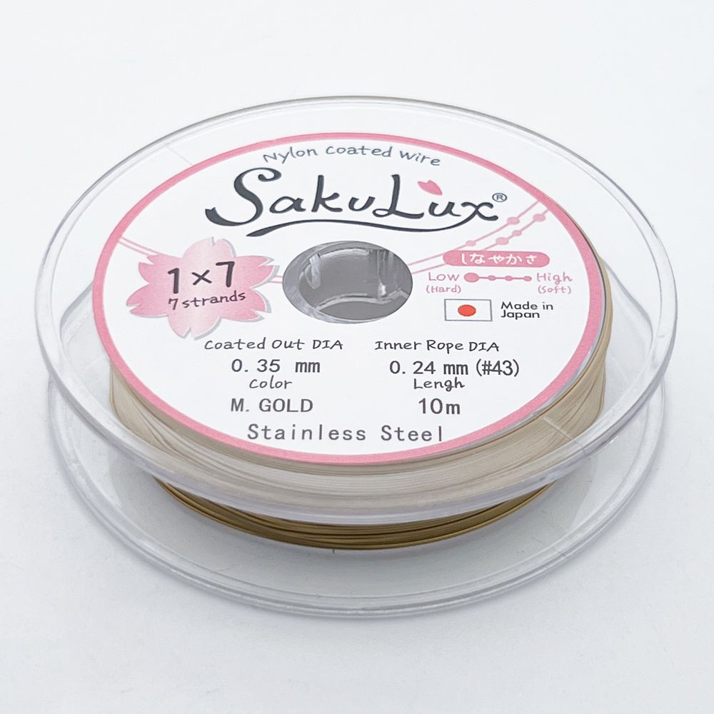Ювелирный тросик SakuLux, цвет золото, толщина 0,35 мм, цена за катушку 10 метров