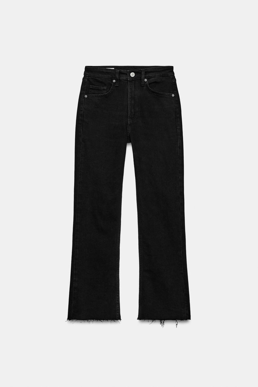 ZARA ДЖИНСЫ TRF CROPPED FLARE С ВЫСОКОЙ ПОСАДКОЙ, ЧЕРНЫЙ