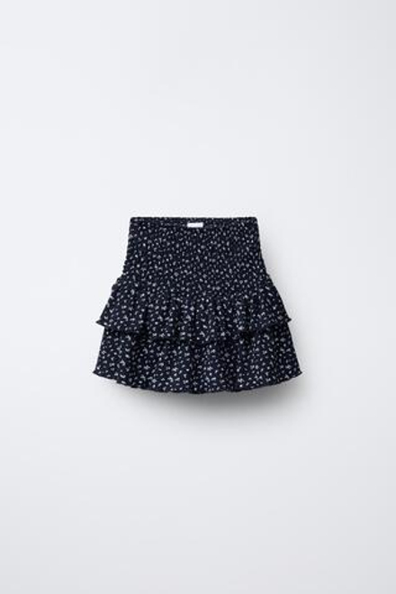 ZARA ЮБКА-ШОРТЫ С ЦВЕТОЧНЫМ ПРИНТОМ, СИНИЙ