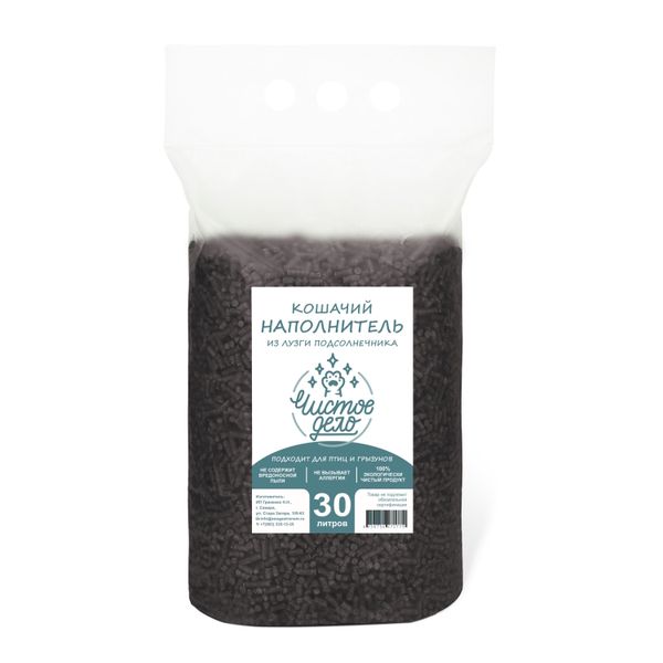 Наполнитель Чистое дело для кошачьего туалета из лузги подсолнечника