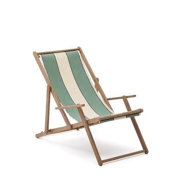 Vilara Складной шезлонг для улицы в полоску зеленого и бежевого цвета