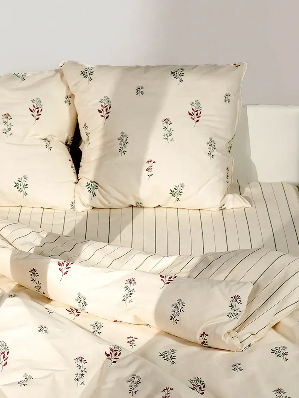 Пододеяльник перкаль Сказка "Гербарий Эко/Полоски Эко" евро на молнии 200x215 см