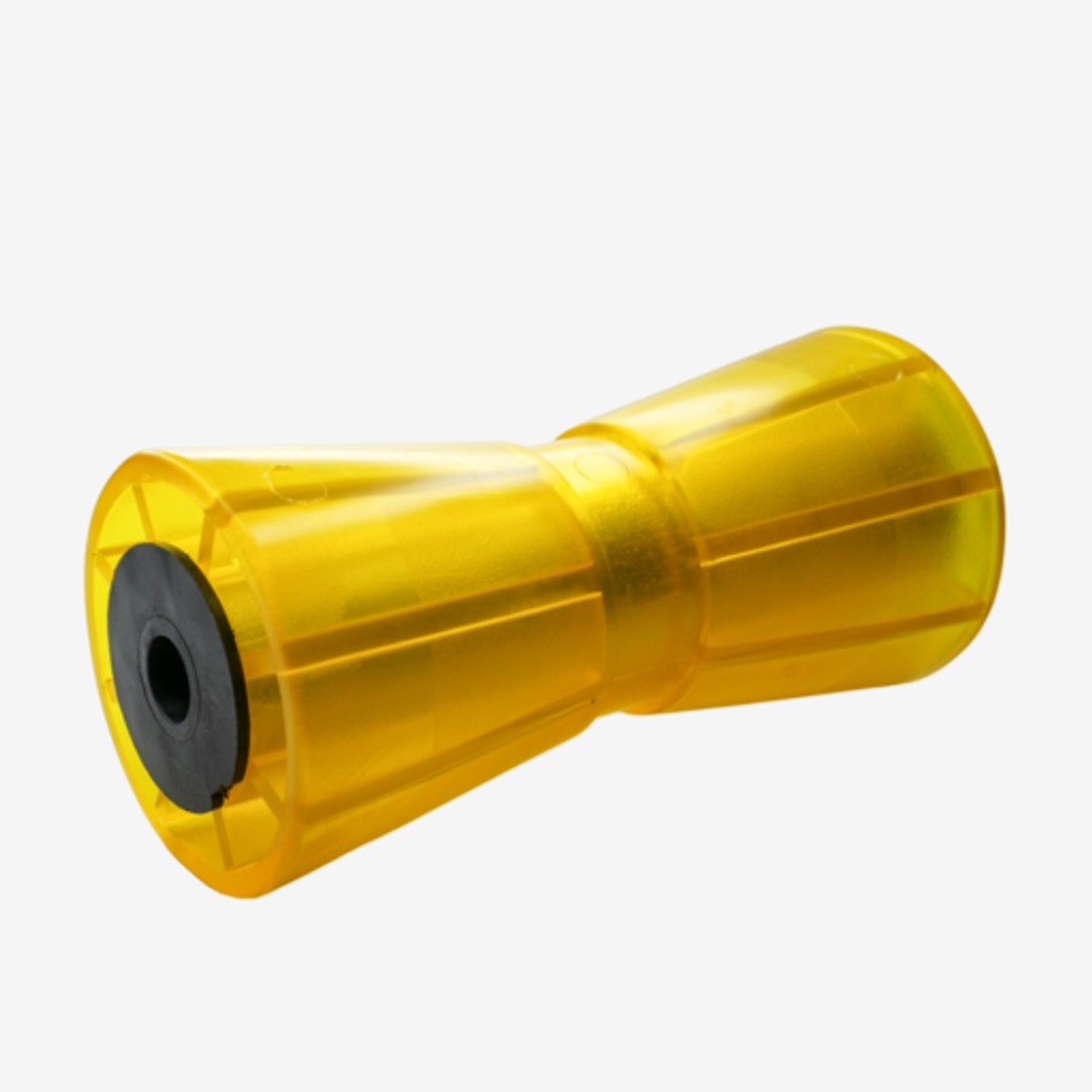 Ролик килевой L=195 мм, D=89/61/17 мм PVC желтый KNOTT
