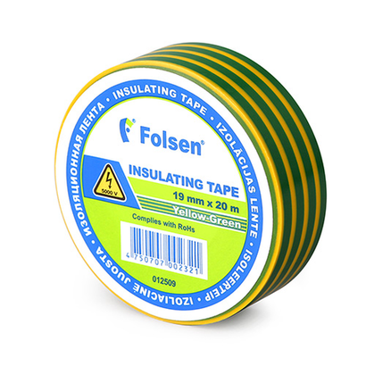 Изоляционная клейкая лента из ПВХ Folsen® 01250, 19ммХ20м, 120мкм