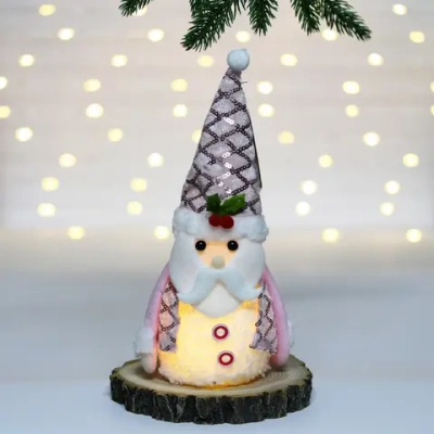 Сувенир новогодний «Веселое настроение - Дед Мороз» 12*23*6,5 см, Розовый (с подсветкой)