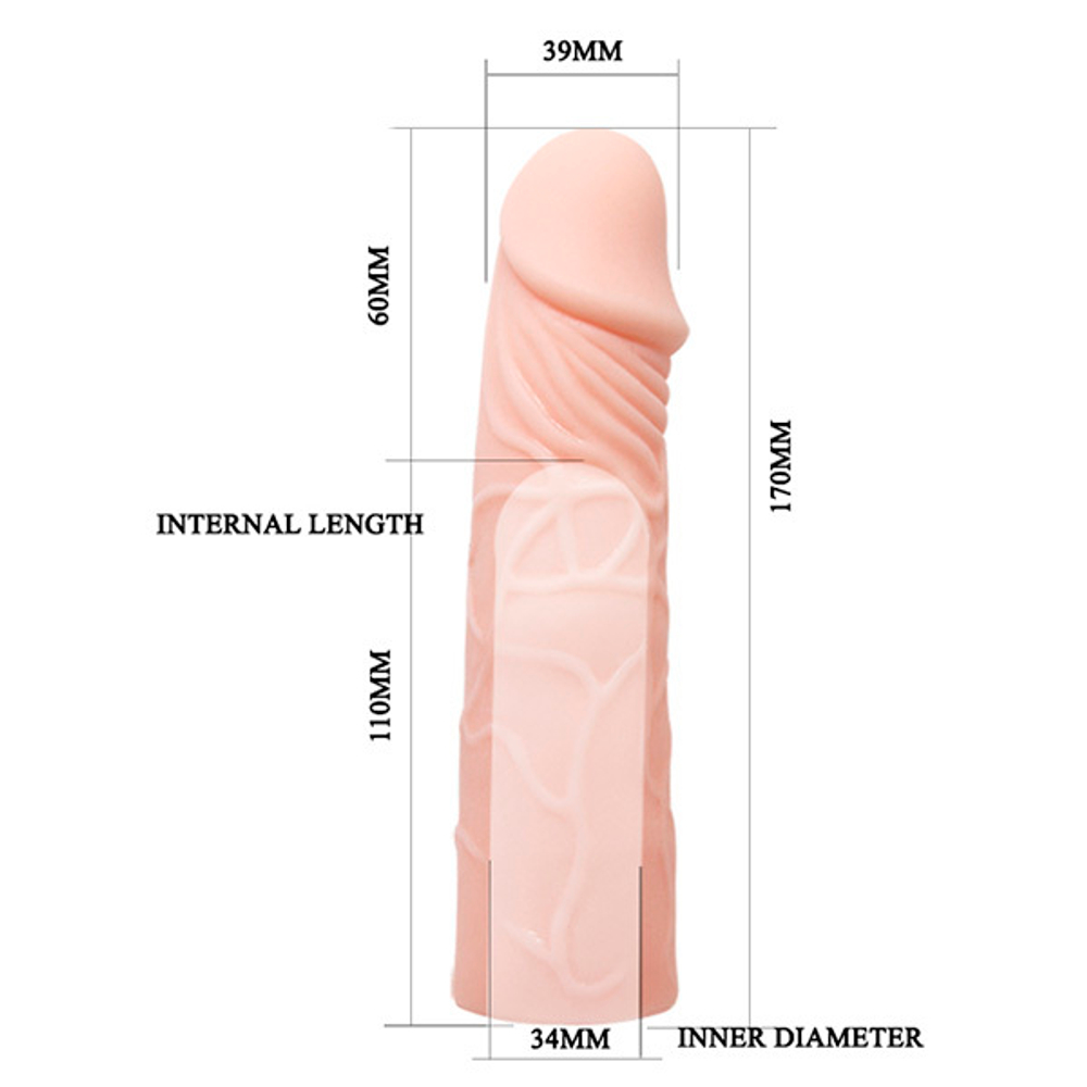 Удлиняющая насадка на пенис 17см Baile BI-026212