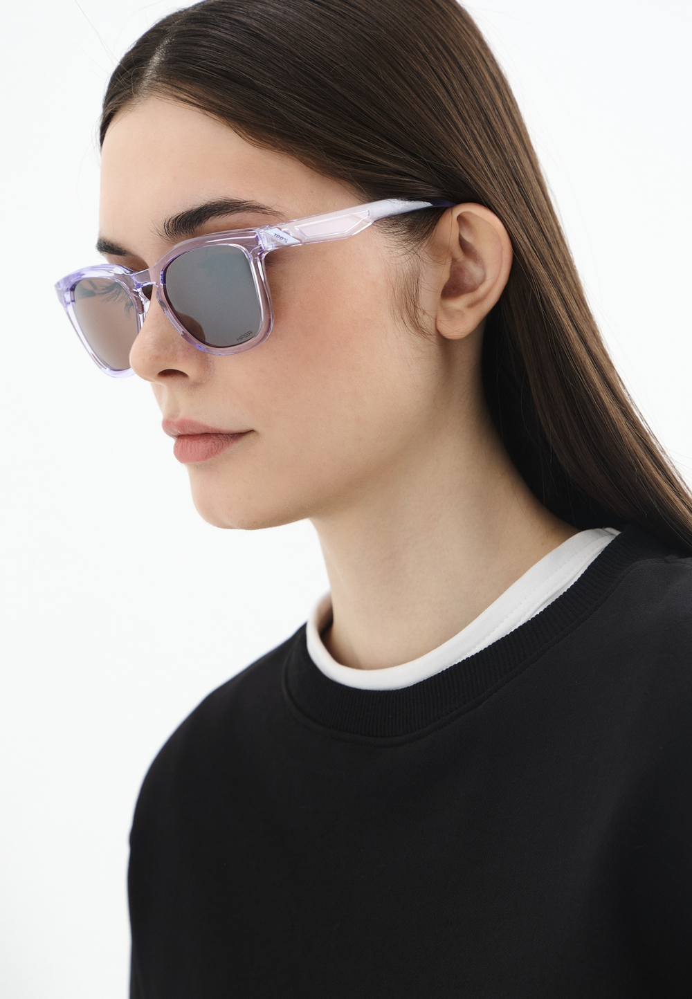 Спортивные очки 100% HUDSON - Polished Translucent Lavender - HiPER Silver Mirror Lens
