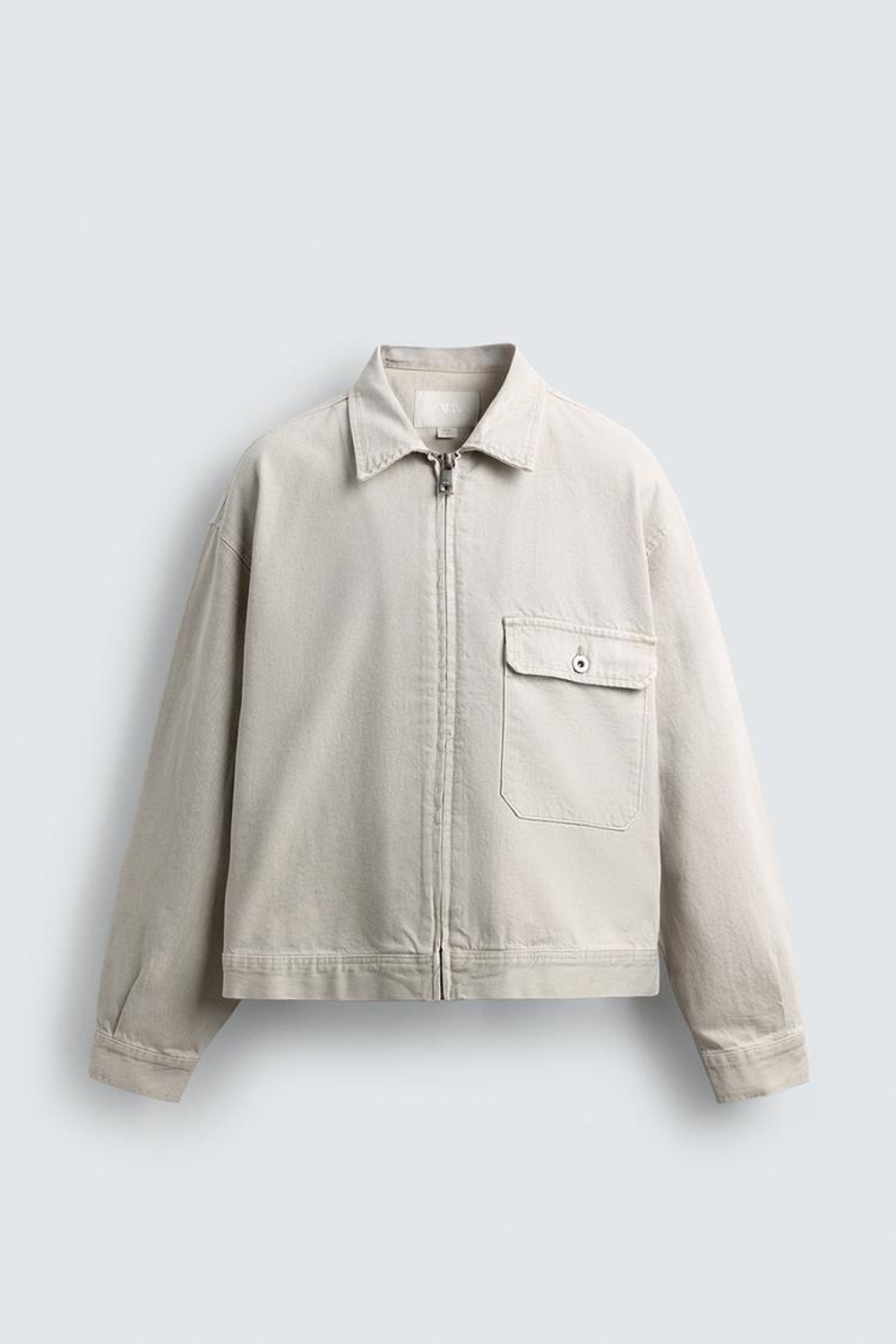 ZARA ДЖИНСОВАЯ КУРТКА СВОБОДНОГО КРОЯ, СВЕТЛО-СЕРЫЙ