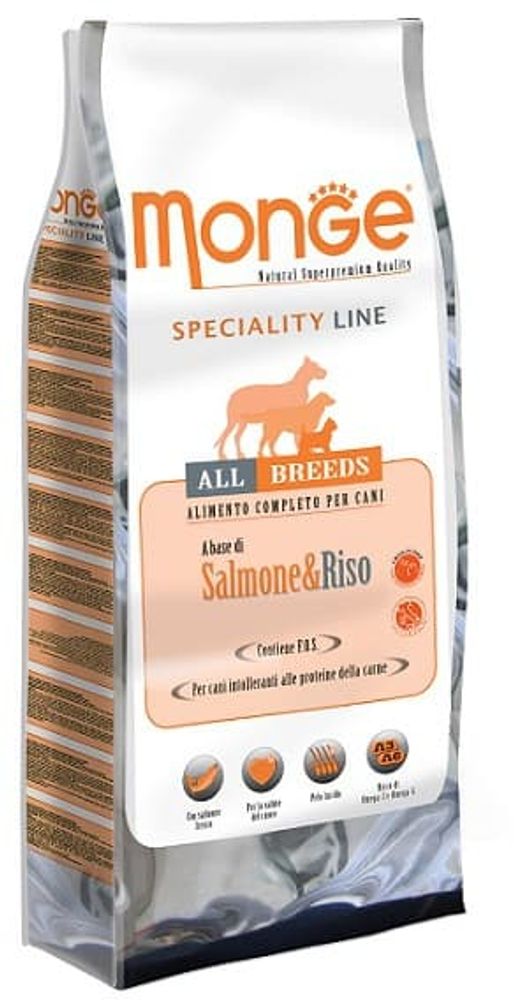 Monge Dog 15кг Speciality корм для собак всех пород лосось с рисом