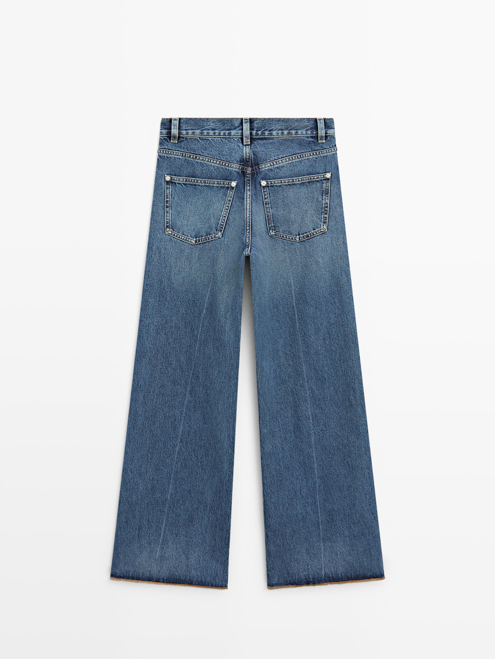 Massimo Dutti Джинсы палаццо с высокой талией, светло-голубой