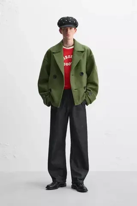 ZARA Х HARRY LAMBERT КУРТКА-ТРЕНЧ, ЗЕЛЕНЫЙ