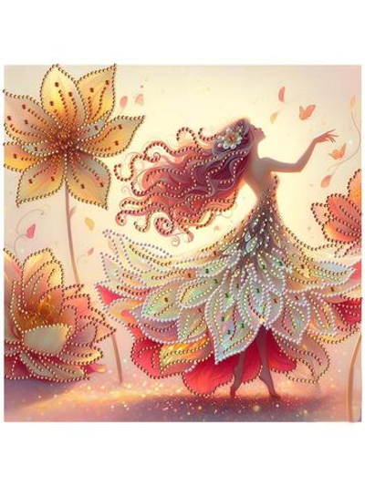 Алмазная мозаика 30х30см. "Рыжая принцесса" блест. с частич.заполнен.на подрам. (7 цв.) (Арт. НД-535