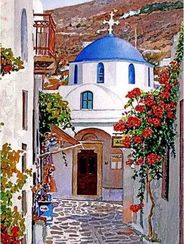 Солнечный Санторини - раскраски по номерам на картоне