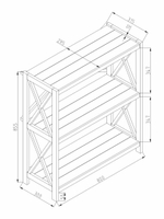 Стеллаж деревянный напольный Юск из массива сосны 3 полки, бейц