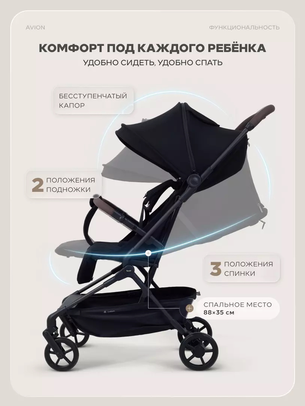 Коляска прогулочная Rant Avion Carbon Black