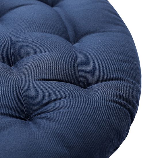 Подушка на стул круглая из хлопка темно-синего цвета из коллекции essential, 35 см