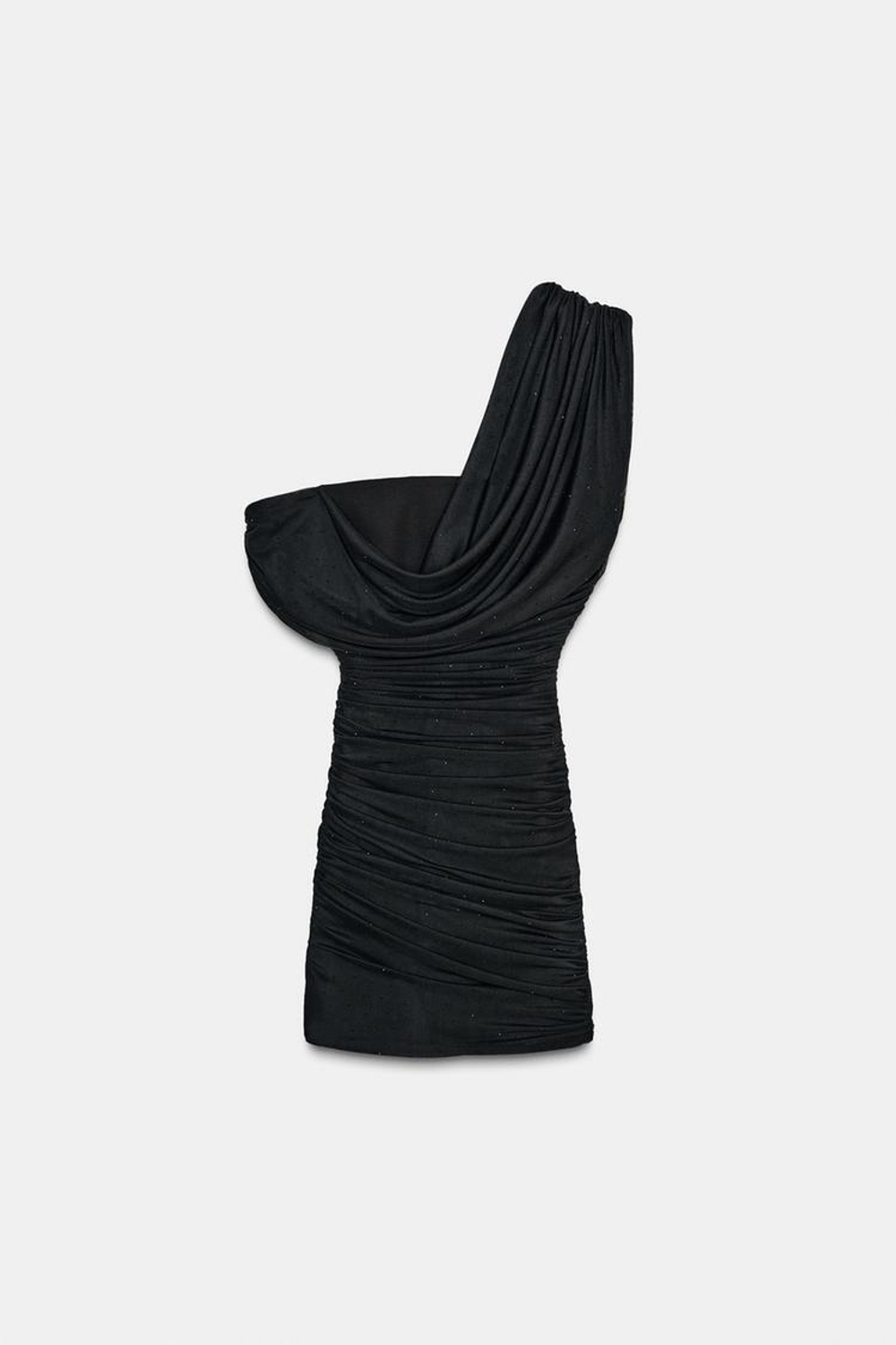 ZARA КОРОТКОЕ ПЛАТЬЕ ИЗ СЕТЧАТОЙ ТКАНИ СО СТРАЗАМИ, ЧЕРНЫЙ