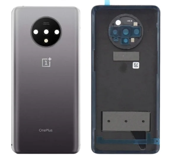Задняя крышка для OnePlus 7T матовая серая (Frosted Silver) со стеклом камеры