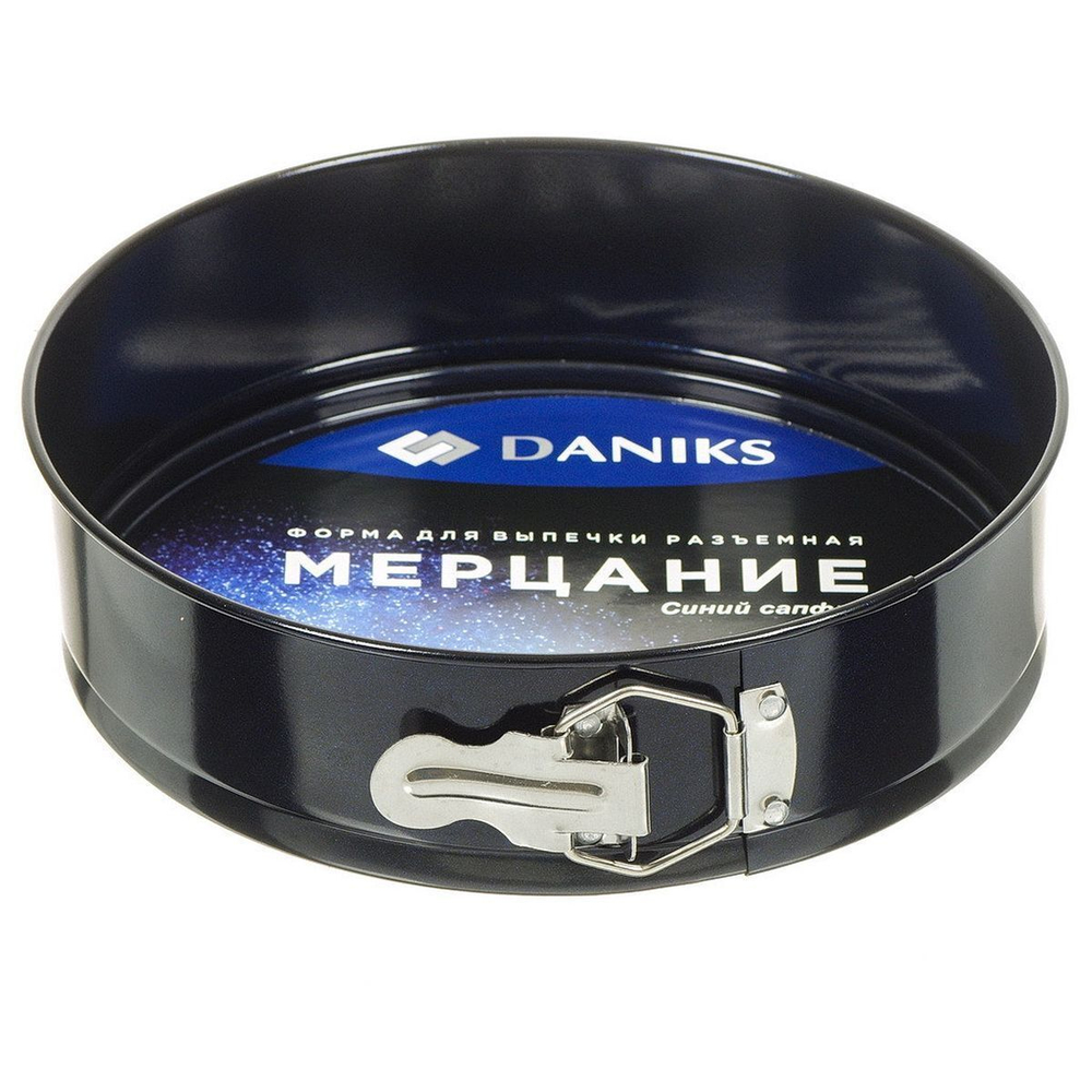 Форма для выпечки углерод сталь, 24х24х6.8 см, антиприг, кругл, разъем, чер, Daniks, Мерцание Синий