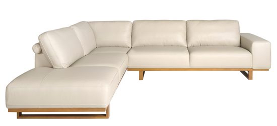 Угловой диван с левым шезлонгом 6204/5603-L-T541011 Angel Cerda из песочной кожи