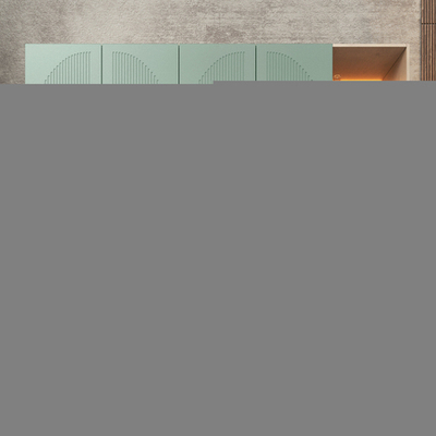 Шкаф Агератум МДФ четырехсекционный с стеллажом Лайн шалфей (0,27) А10024 матовая - Дуб Сонома 3025  230*50*260