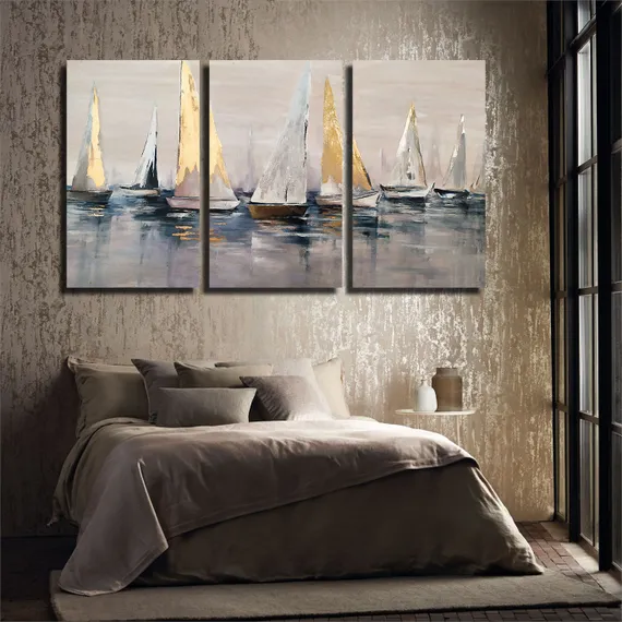 Модульная картина "Золотые парусники"