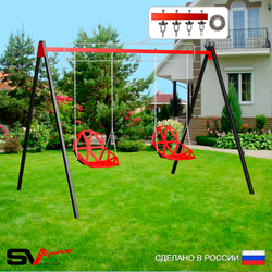 Уличные качели Sv Sport УК168П2 (3.0м/Со спинкой 2шт/Подвесы на подш 2к)