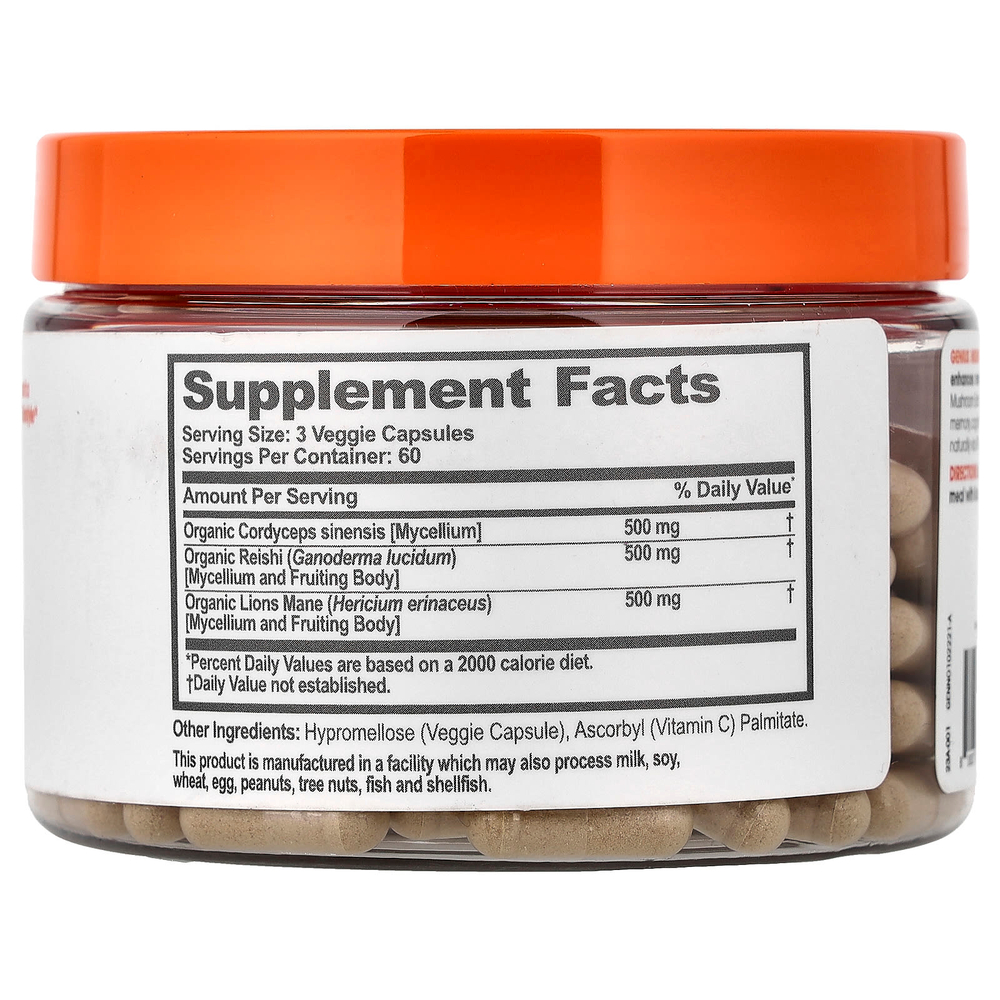 The Genius Brand, Genius Mushrooms, 180 растительных капсул