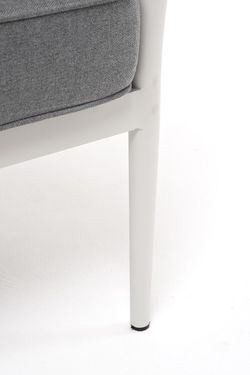 "Касабланка" кресло плетеное из роупа, каркас алюминий светло-серый (RAL7035) муар, роуп серо-коричневый 23мм, ткань серая 017