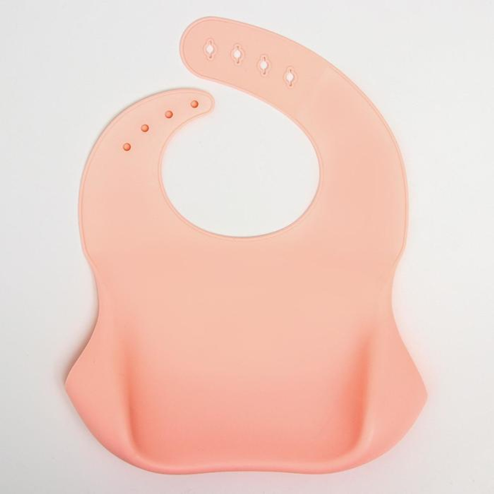 5525466 Нагрудник детский «Любимая бутылочка», силиконовый с карманом, цвет розовый