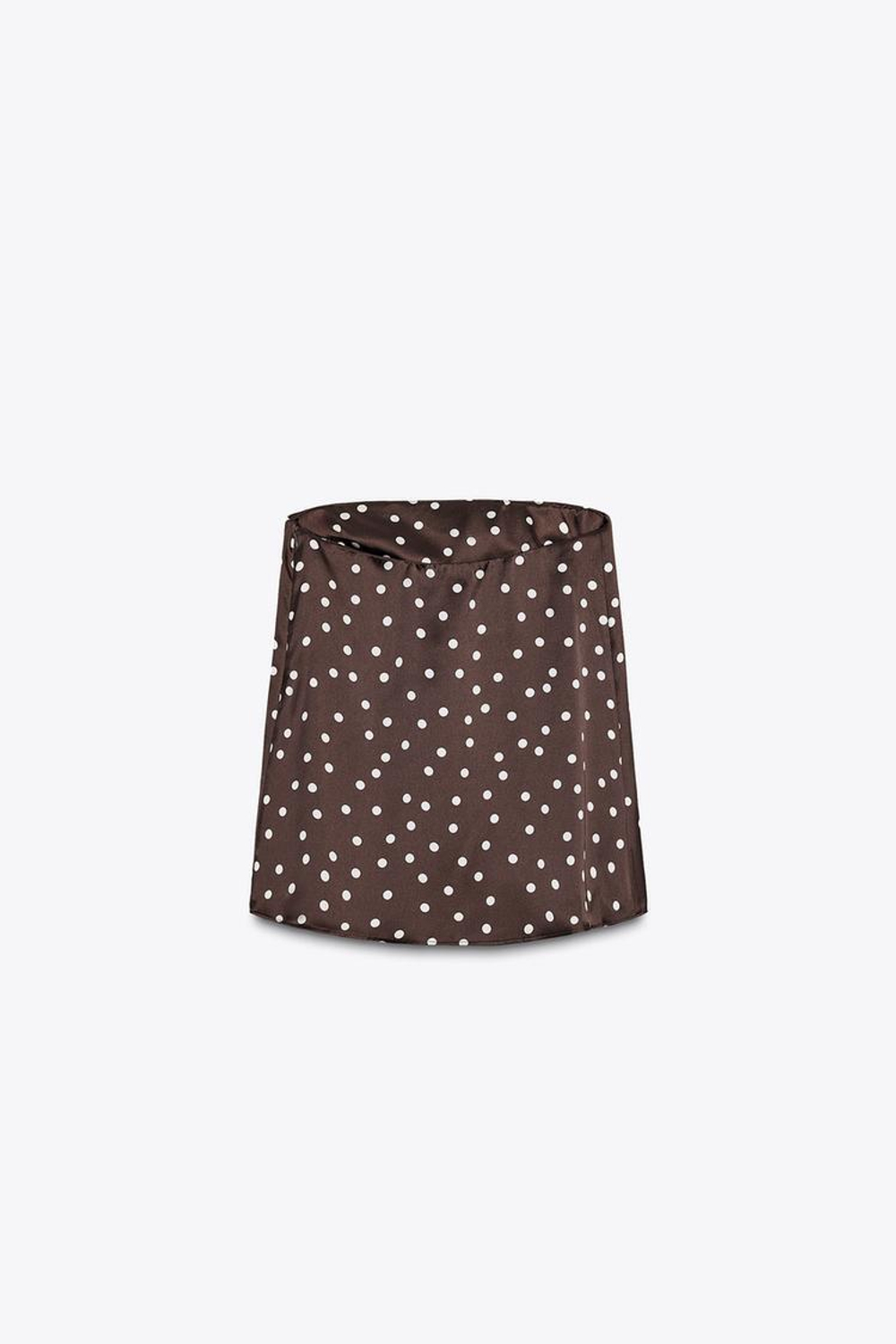 ZARA АТЛАСНЫЙ ТОП С ОТКРЫТЫМИ ПЛЕЧАМИ, КОРИЧНЕВЫЙ/ЭКРЮ