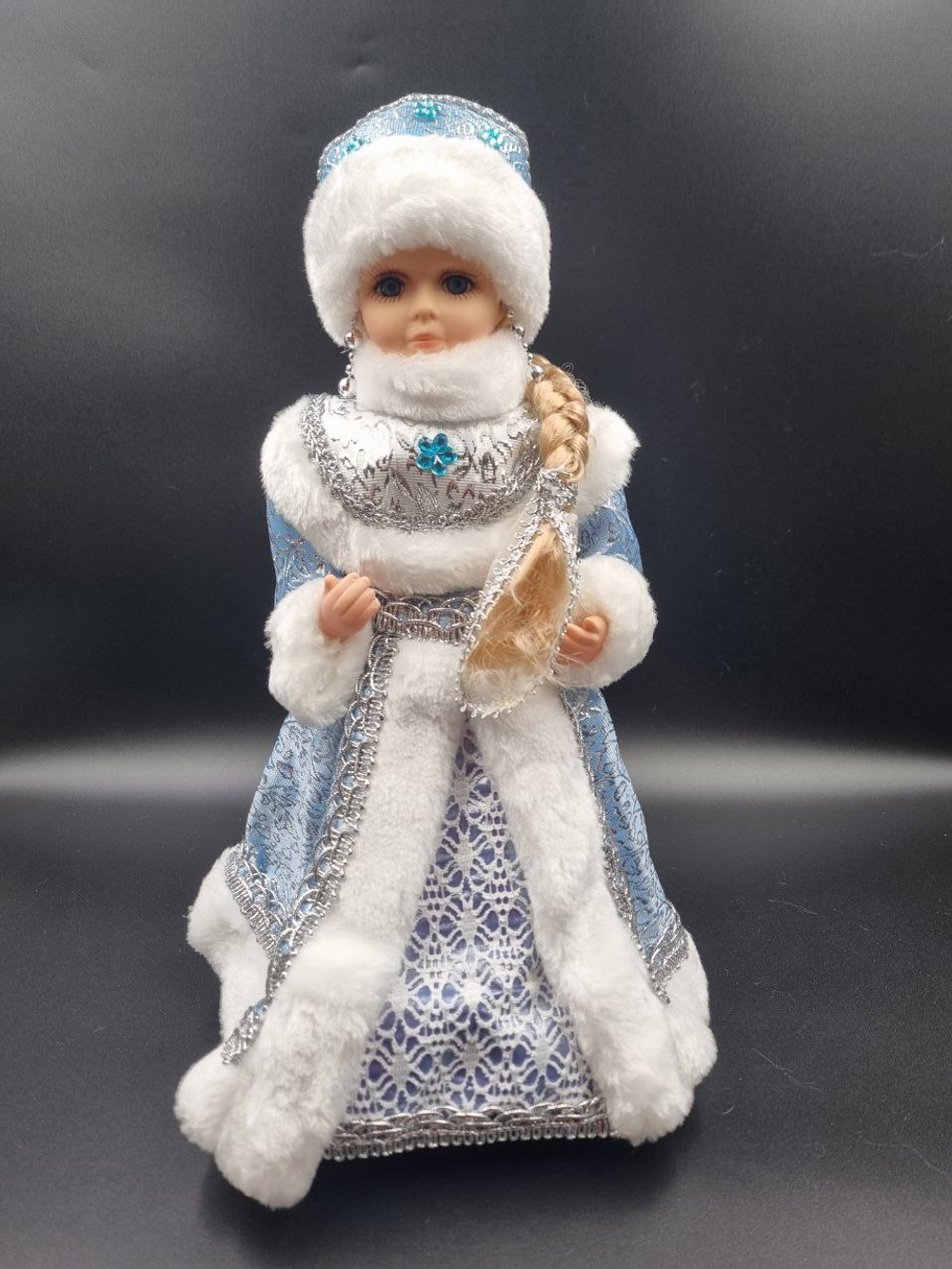 Снегурочка 40см музыкальная в голубой шубке ST203B