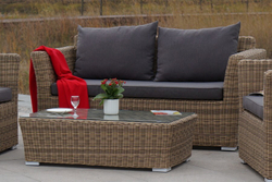 "Капучино" диван из искусственного ротанга двухместный, цвет соломенный