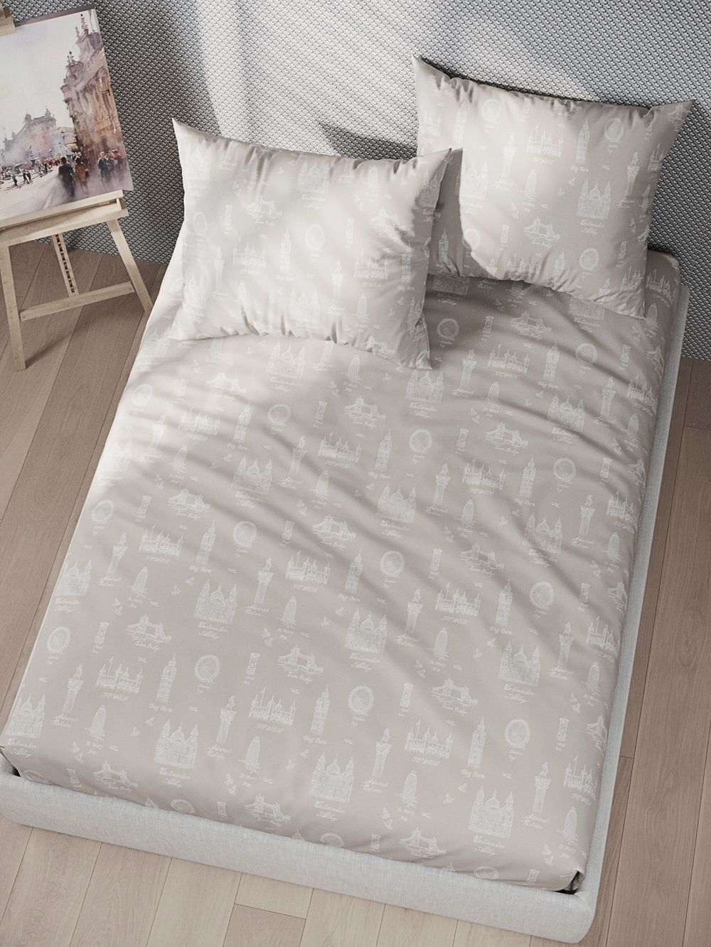 Постельное белье перкаль Сказка "Туманный альбион" семейное Наволочка 50х70 см 2 шт Простынь 240x215 см Пододеяльник 145x215 см 2шт