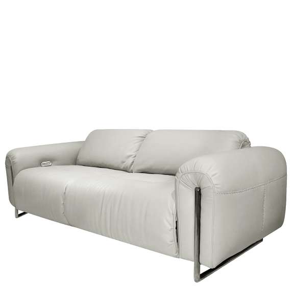 Диван c электро-реклайнером 4371, 220 см, светло-серая натуральная кожа