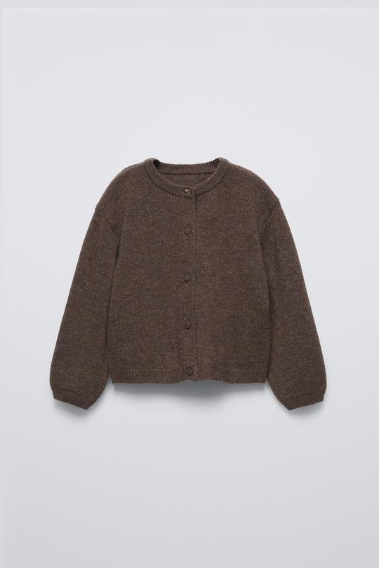 ZARA КАРДИГАН ИЗ 100% ШЕРСТИ, ШОКОЛАДНЫЙ