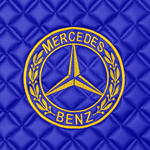 Ковры MERCEDES MP4 ровный пол (экокожа, синий, синий кант, желтая вышивка)