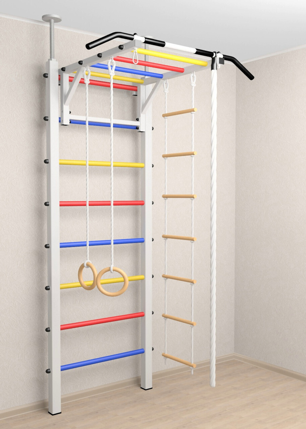 Шведская стенка Sv Sport враспор (Турник рукоход/Канат/Кольца/Лестница)