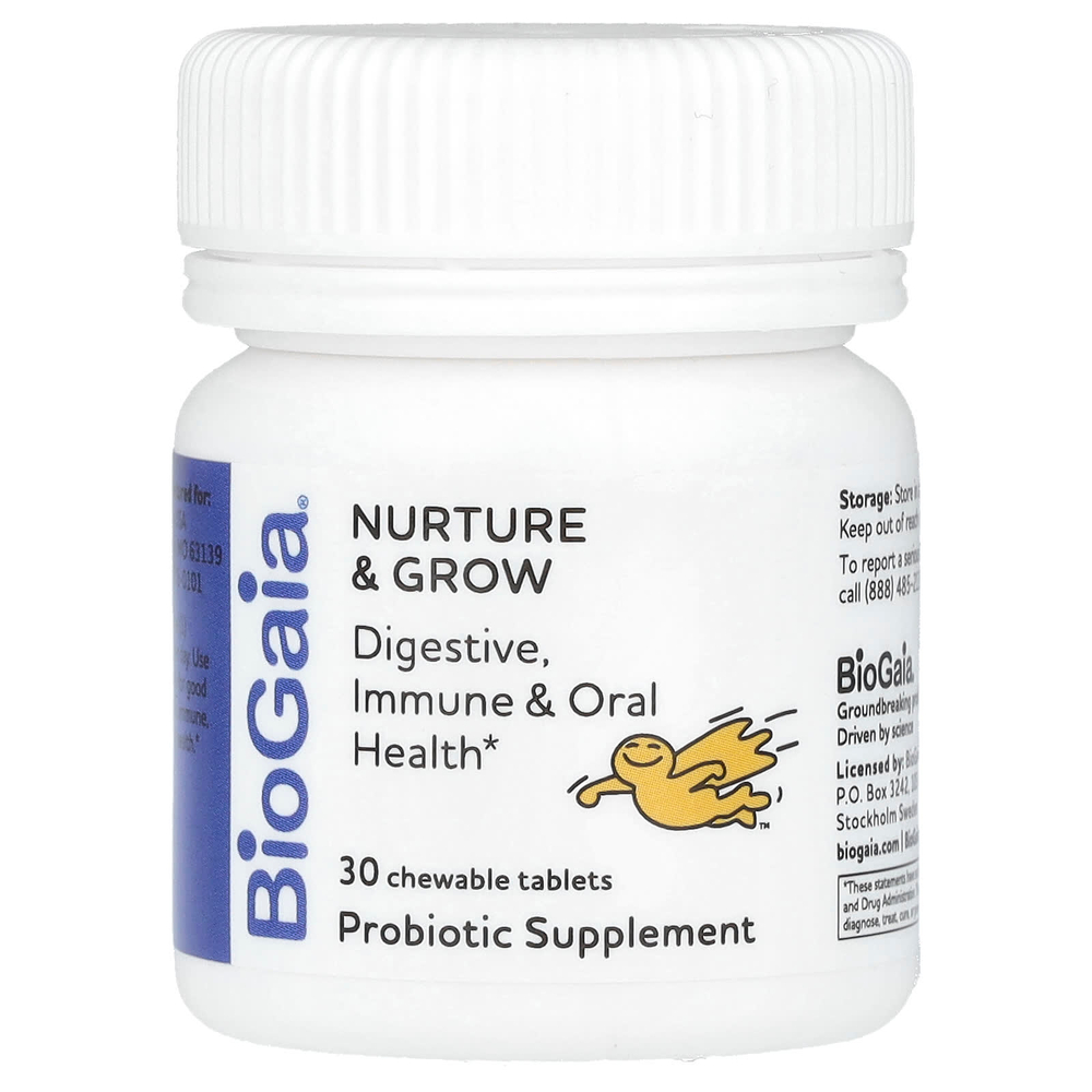 BioGaia, Nurture & Grow, для детей от 5 лет, 30 жевательных таблеток