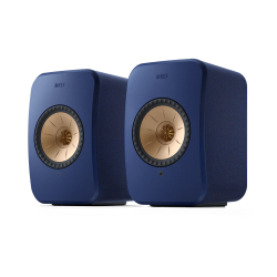 KEF LSX II Cobalt Blue активная беспроводная полочная акустическая система (пара) + напольные стойки KEF S1 Floor Stand (пара)