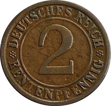 2 рентенпфеннига 1923 Германия "F"
