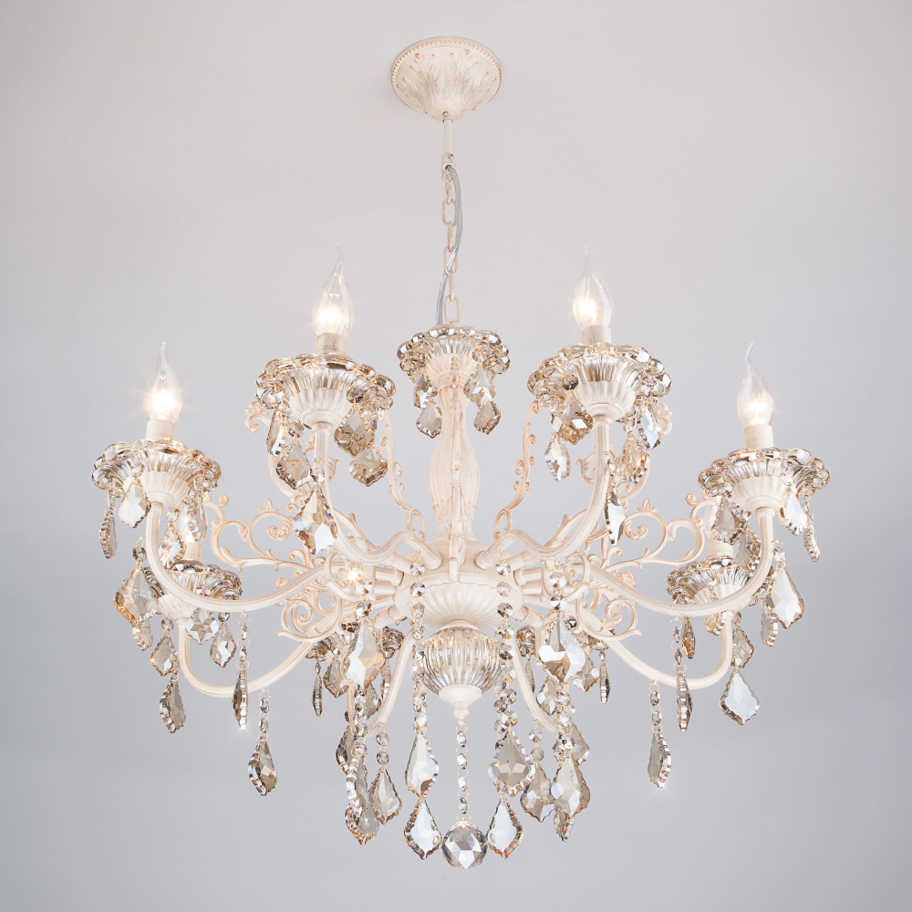 Подвесная люстра 3281/8 белый с золотом / тонированный хрусталь