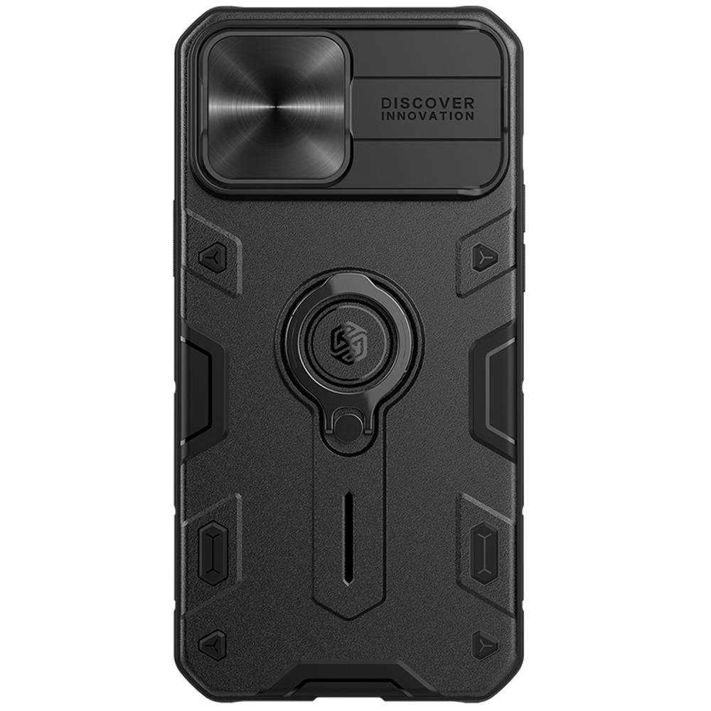 Чехол противоударный для iPhone 13 Pro Max от Nillkin CamShield Armor, с кольцом и металлической защитной шторкой для камеры