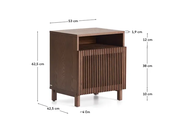 Прикроватная тумбочка Beyla из ясеня с отделкой под орех