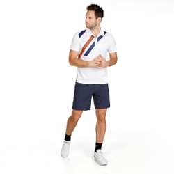 Мужское теннисное поло Quiet Please Retro Stripe Tournament Polo Men - White